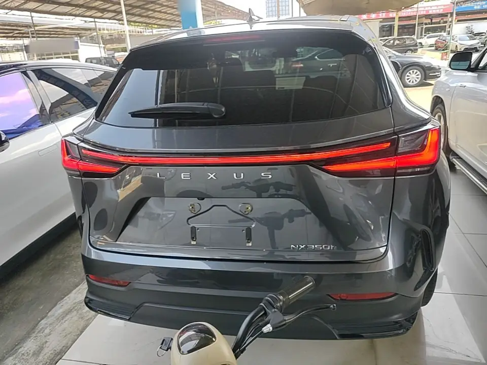 Тёмно-серый Лексус NX китайского рынка сзади, фонари во всю ширину