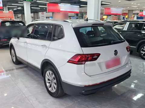 Tiguan L белый, вид сзади слева